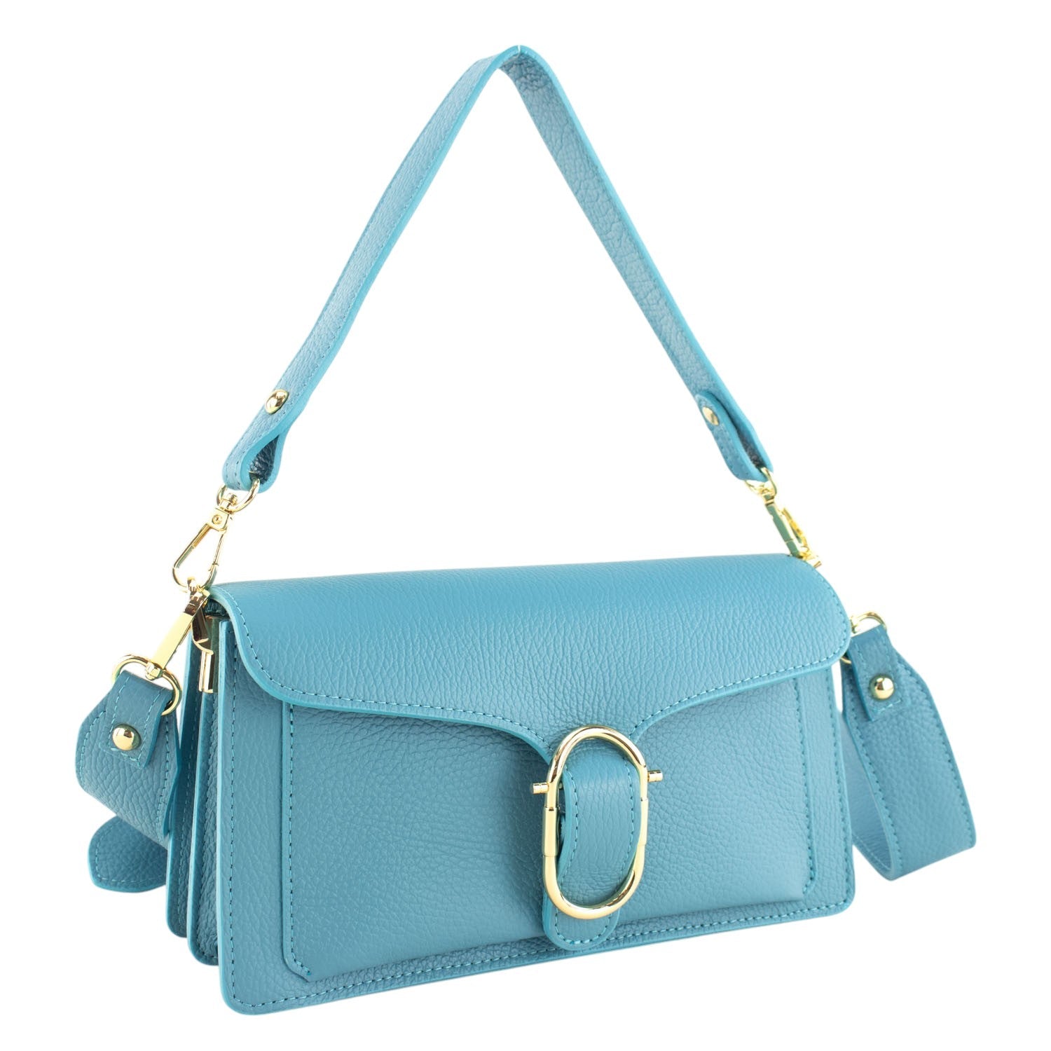 Bandolera Piel Pregato Fíbula Azul turquesa claro - KimondoShop