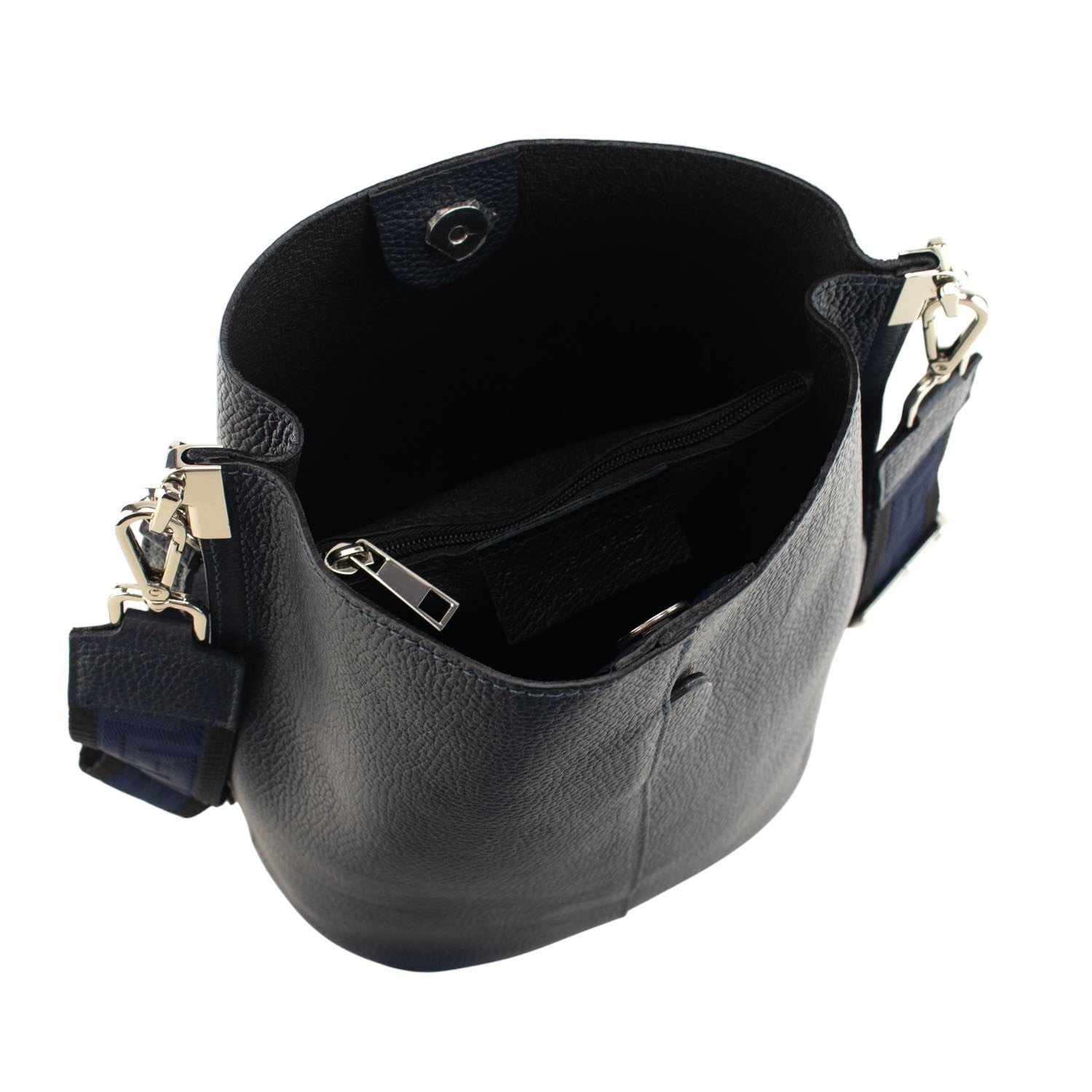 Bandolera Piel Pregato Secchio Azul marino - KimondoShop