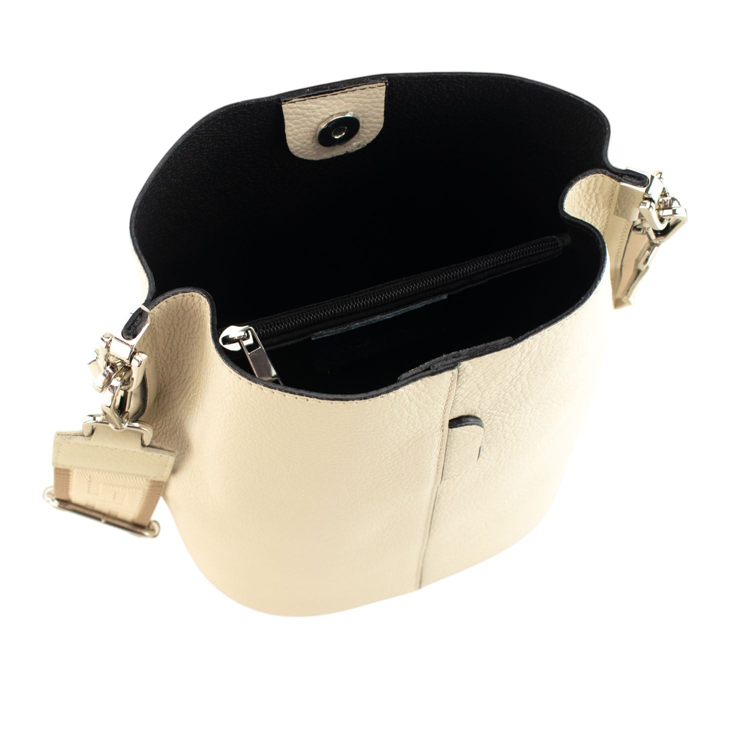 Bandolera Piel Pregato Secchio Beige - KimondoShop