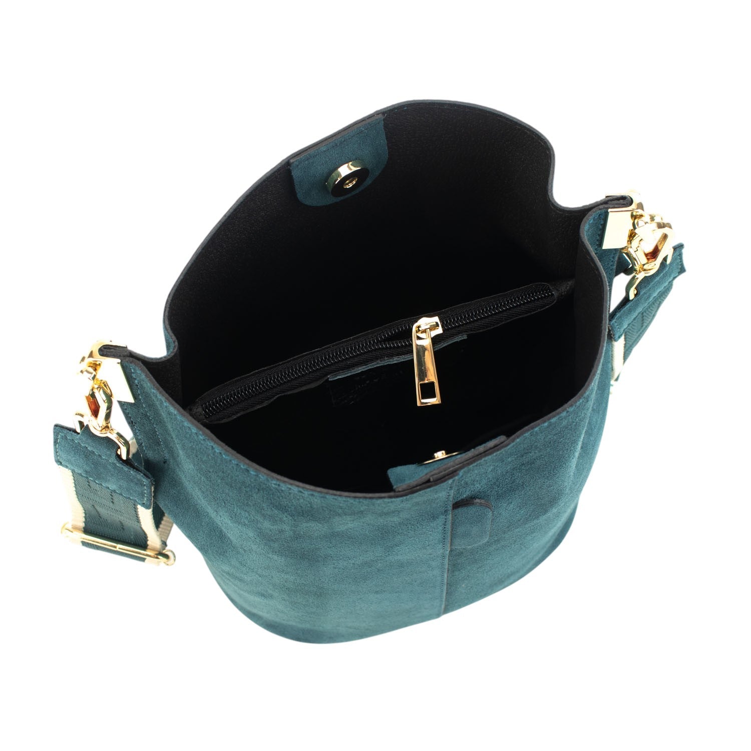 Bandolera Piel Pregato Secchio Peach Petróleo - KimondoShop