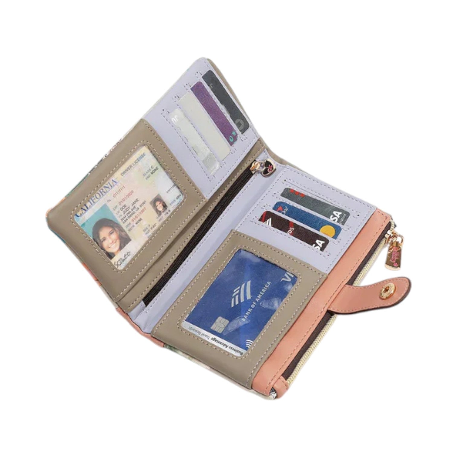 Billetero largo con broche touch RFID Nikky Flower Day - KimondoShop
