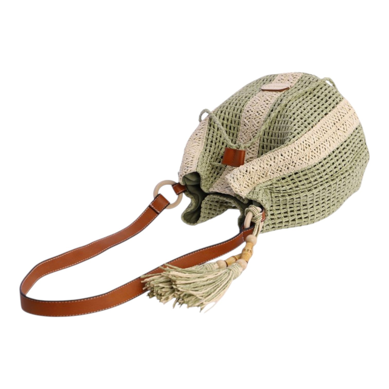 Bolso bombonera Amichi rafia Wisp Kaki - KimondoShop