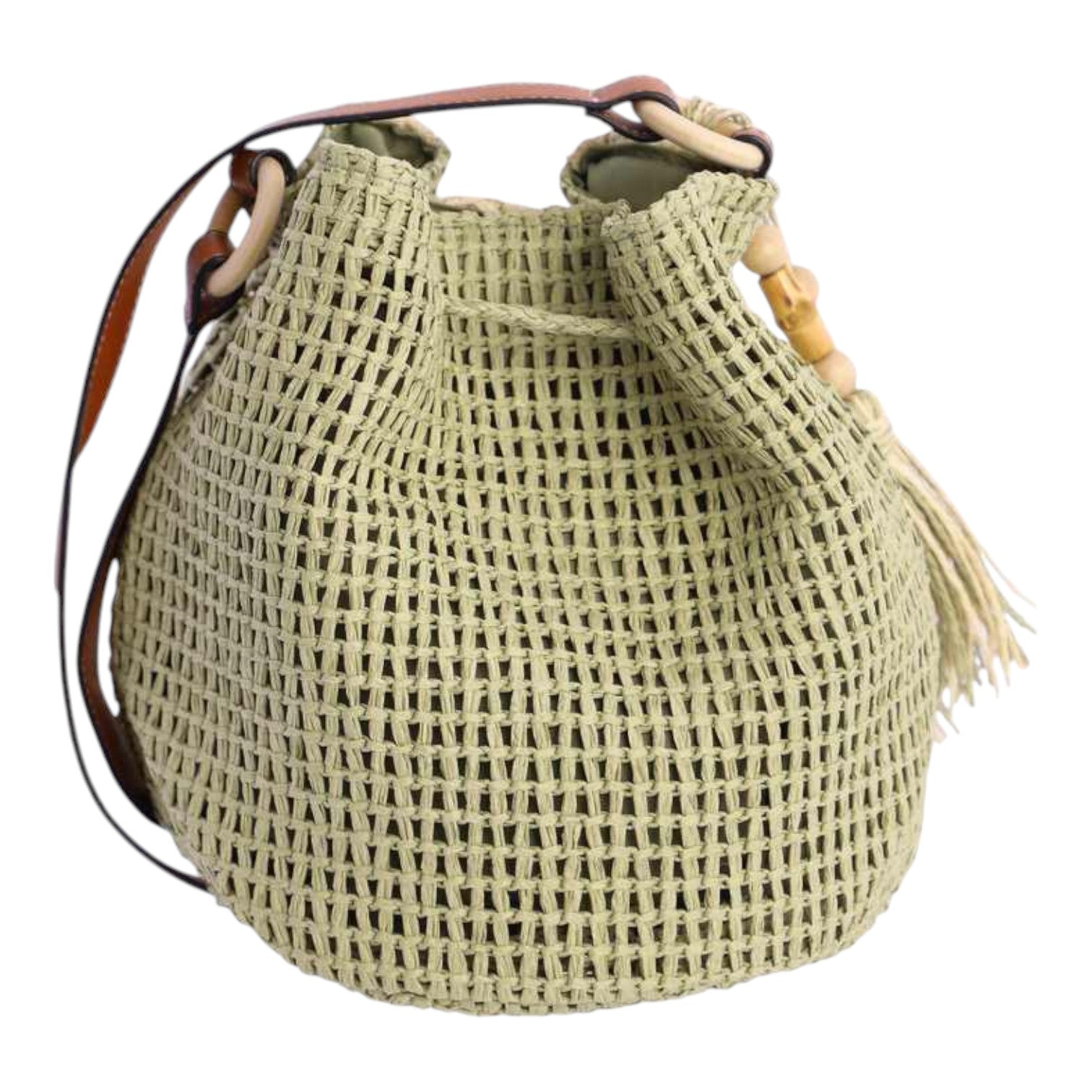 Bolso bombonera Amichi rafia Wisp Kaki - KimondoShop