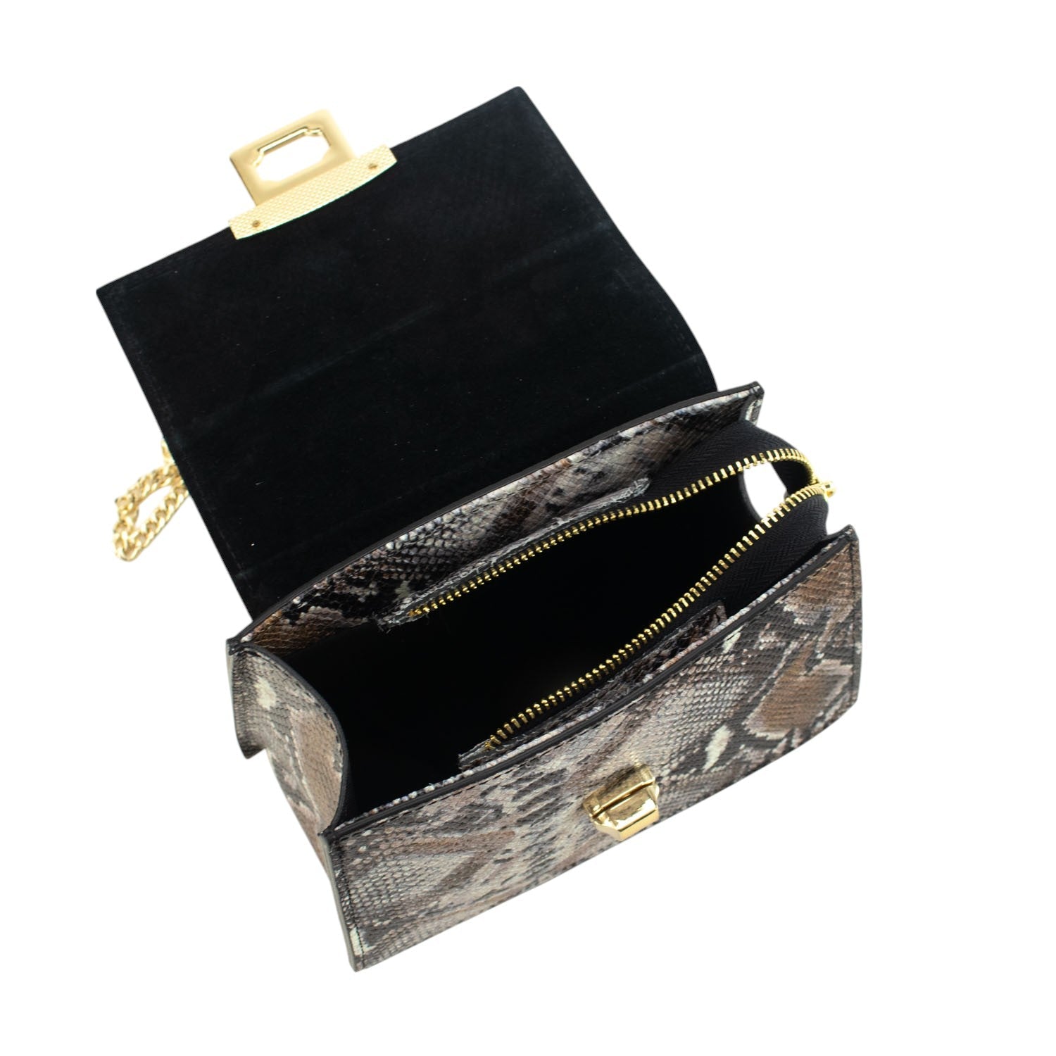 Bolso de mano Piel Pregato Gekko Marrón Gris - KimondoShop