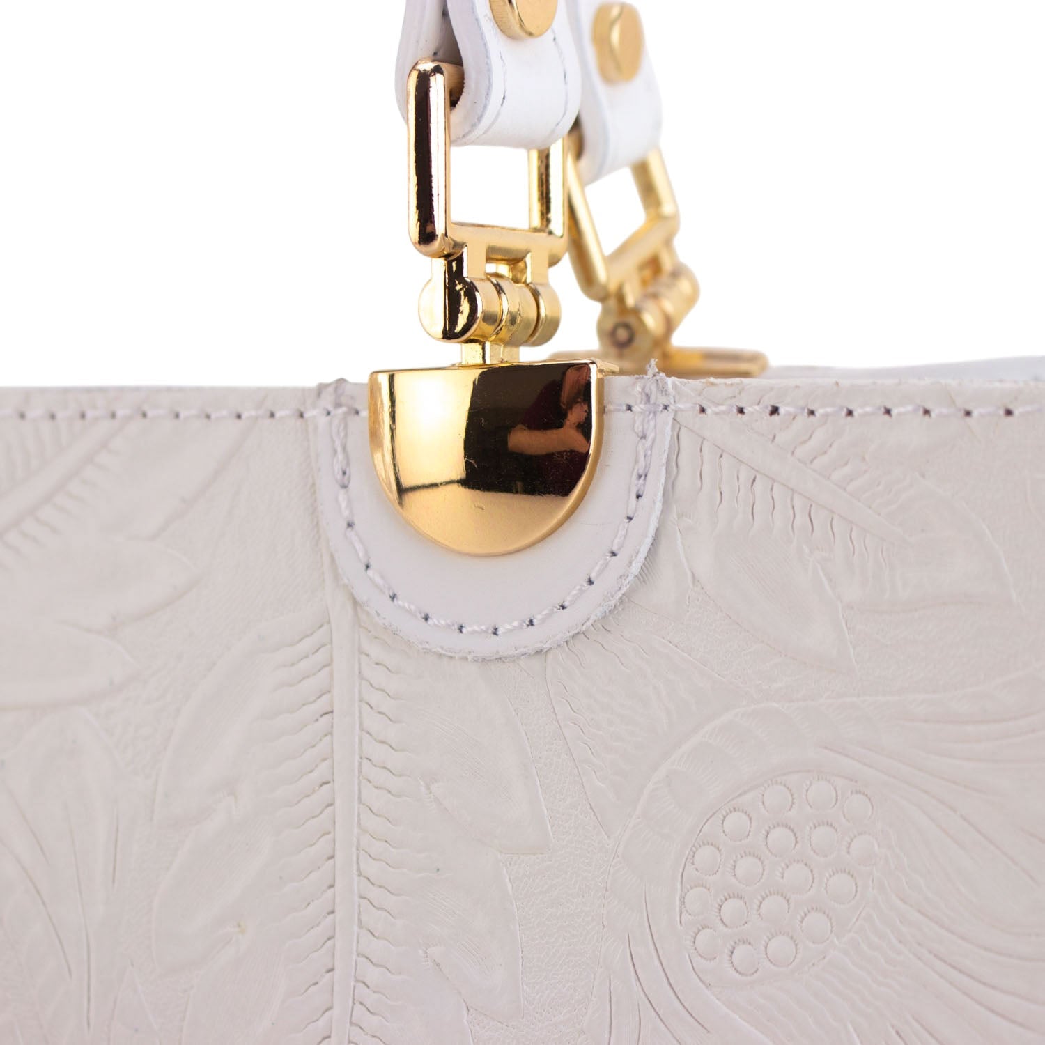 Bolso en piel Pregato Eleganza Grabado Blanco - KimondoShop
