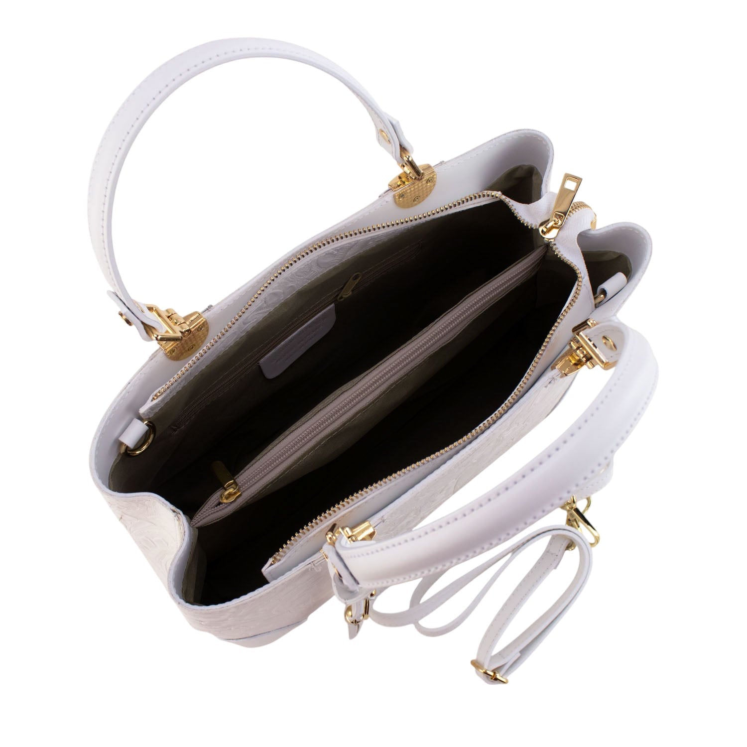 Bolso en piel Pregato Eleganza Grabado Blanco - KimondoShop