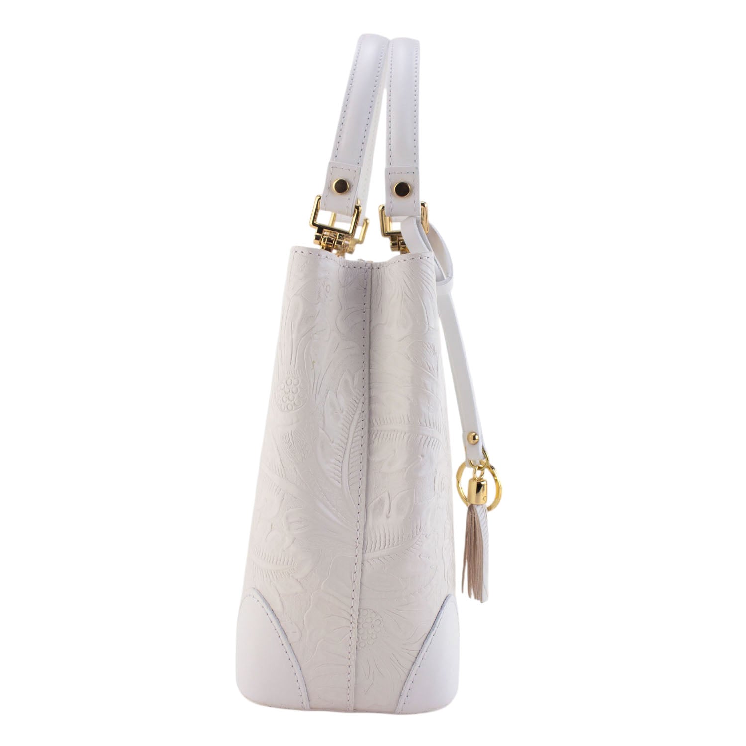 Bolso en piel Pregato Eleganza Grabado Blanco - KimondoShop