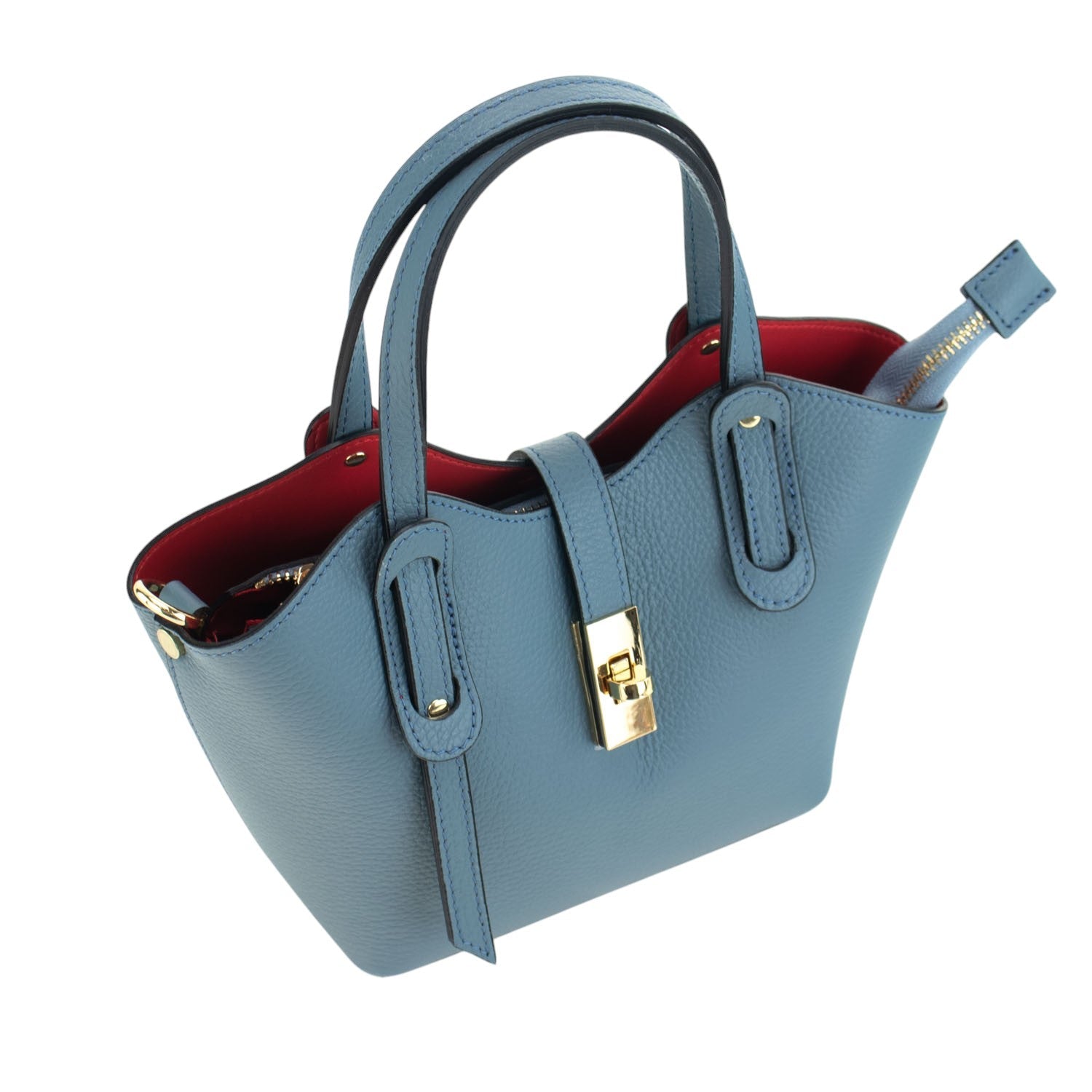 Bolso en Piel Pregato Piccolo Azul jeans - KimondoShop