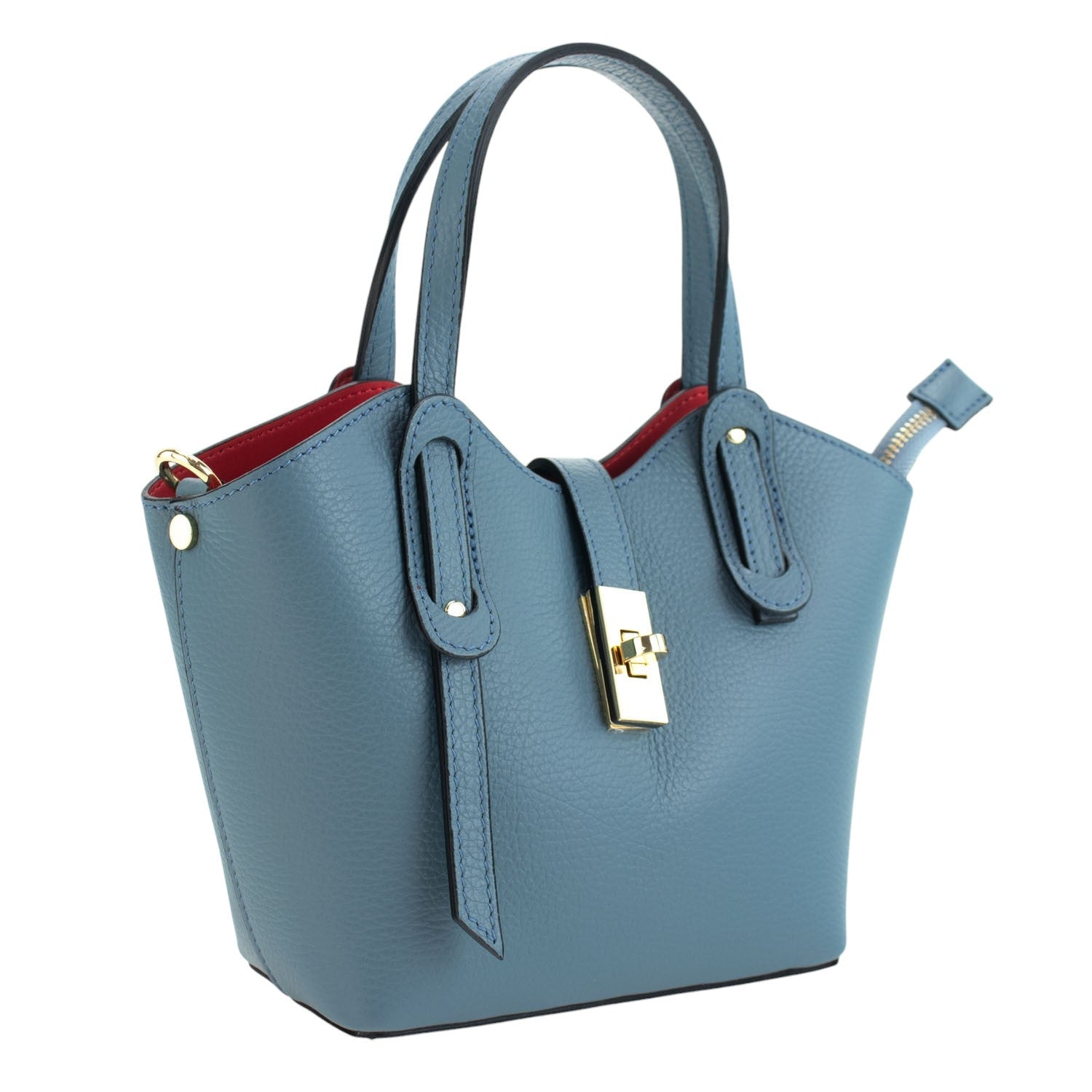Bolso en Piel Pregato Piccolo Azul jeans - KimondoShop