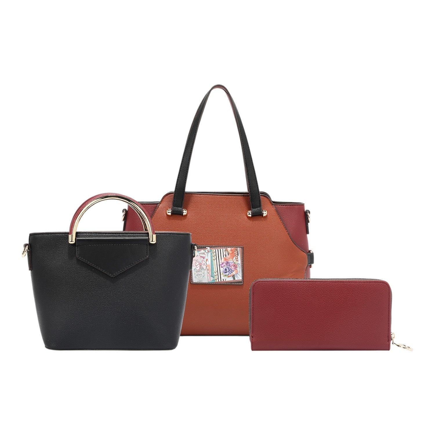 Set 3 piezas bolso shopper, bolso y billetero Nikky Nostalgia - KimondoShop