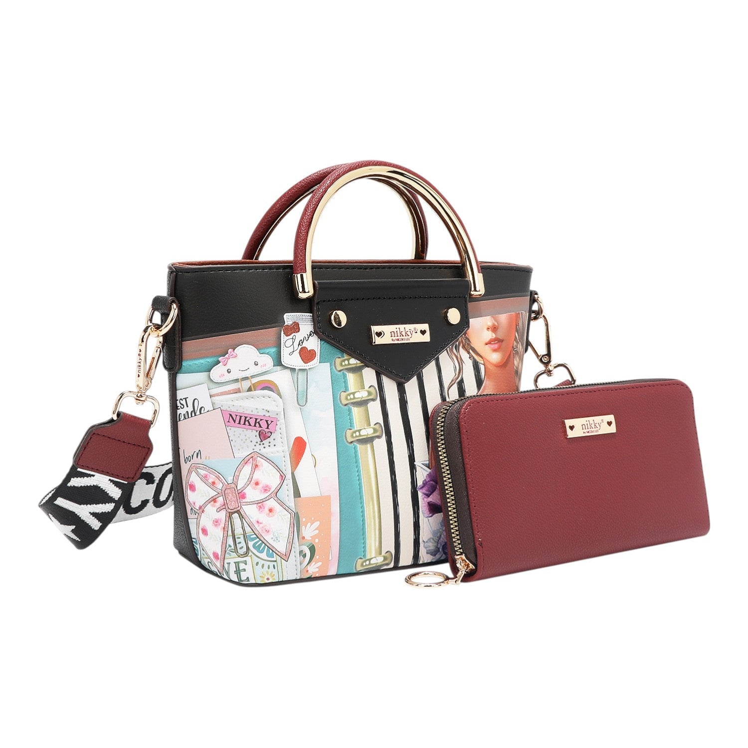 Set 3 piezas bolso shopper, bolso y billetero Nikky Nostalgia - KimondoShop