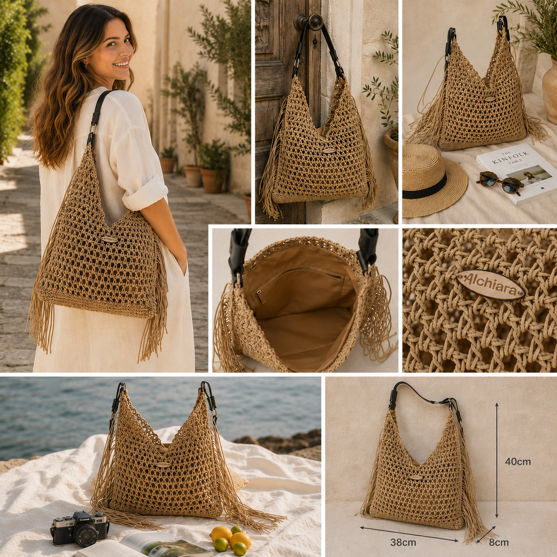 Bolso hobo Alchiara Thalassa Natural