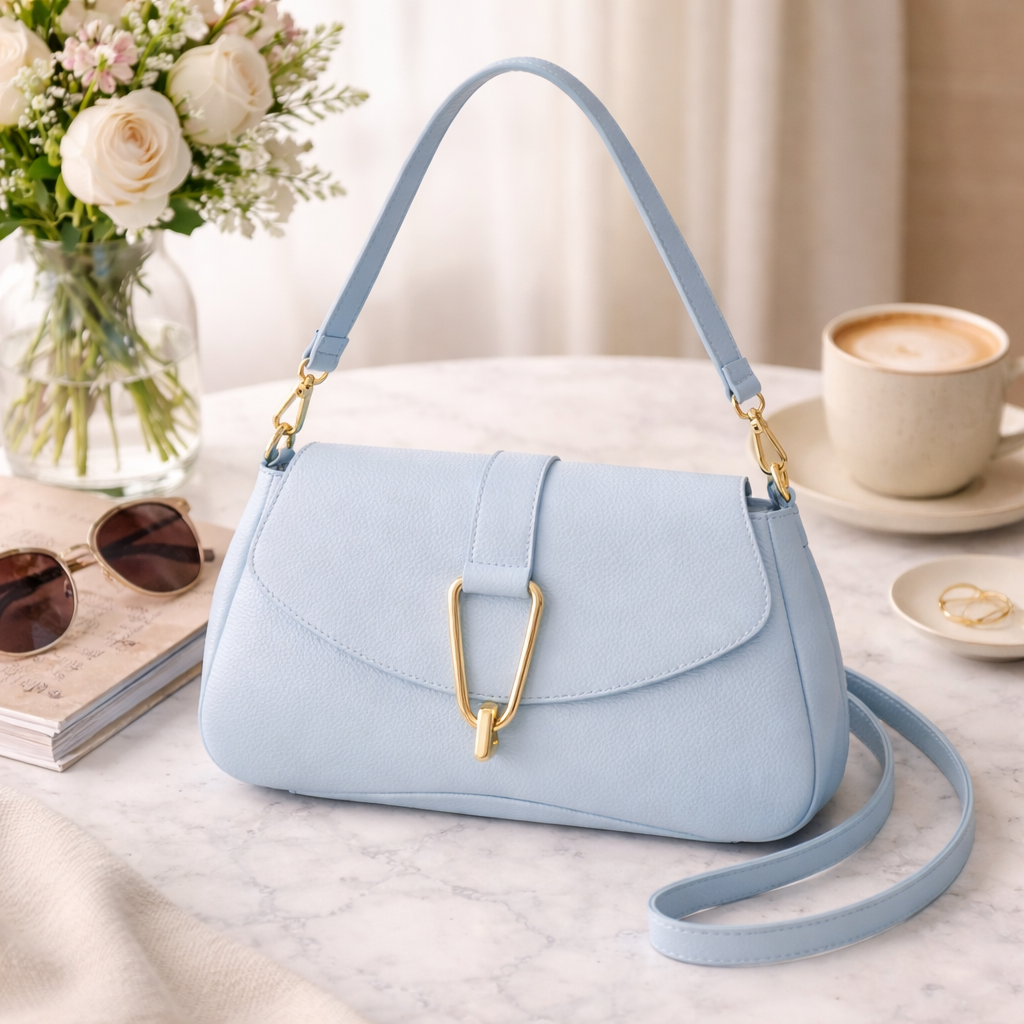 Bolso en Piel Pregato Arezzo Azul cielo
