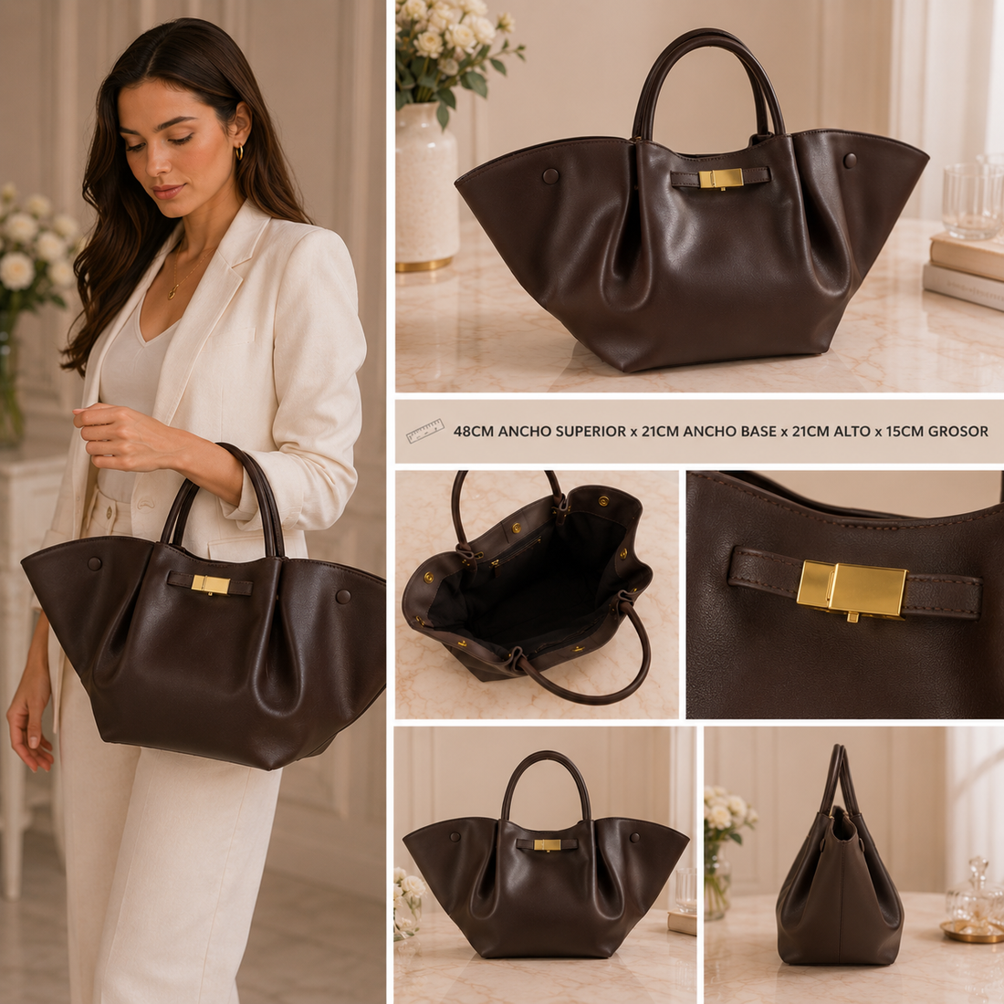 Bolso en Piel Pregato Libera Chocolate