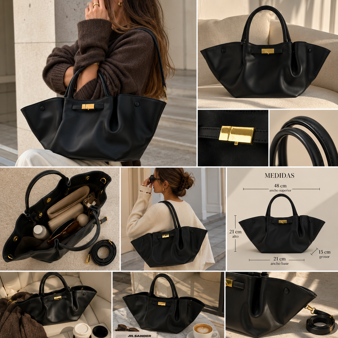 Bolso en Piel Pregato Libera Negro