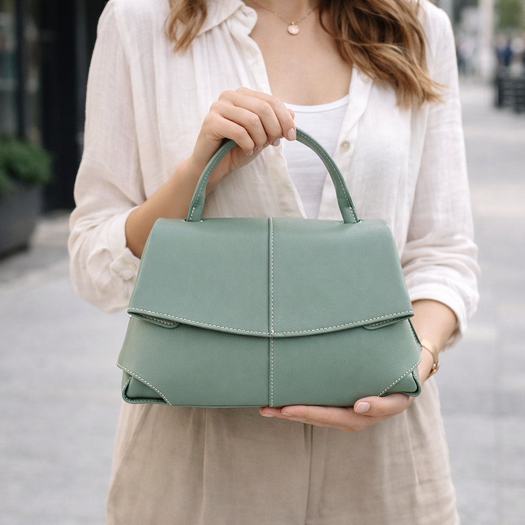 Bolso en piel Pregato Atelier Luxe Aguamarina