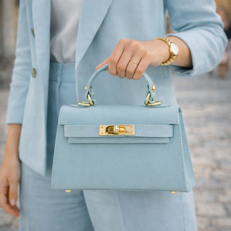 Bolso en Piel Pregato mini Latenza Azul cielo - KimondoShop