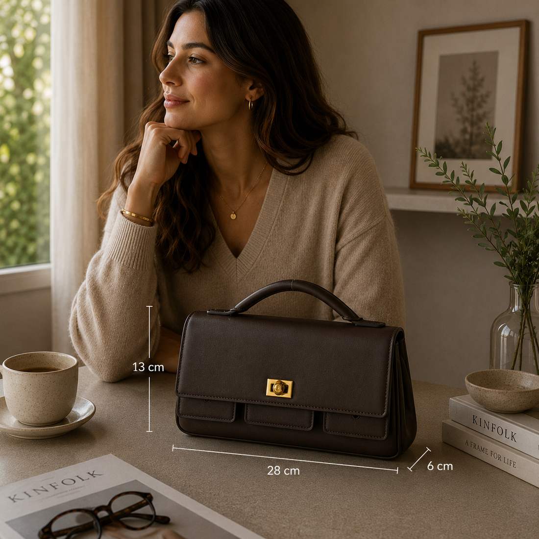 Bolso en piel Pregato Grace Chocolate