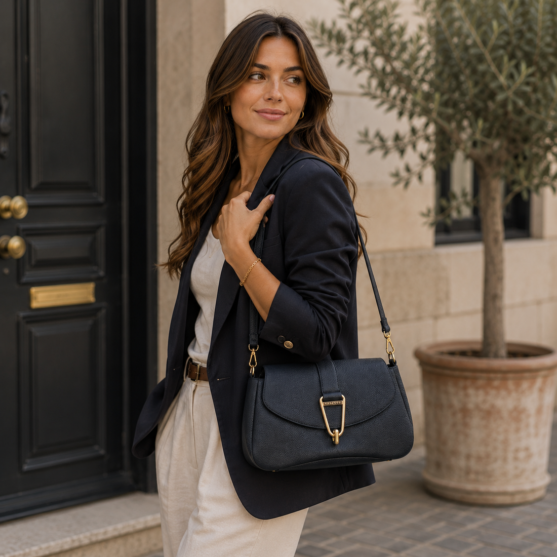 Bolso en Piel Pregato Arezzo Azul marino