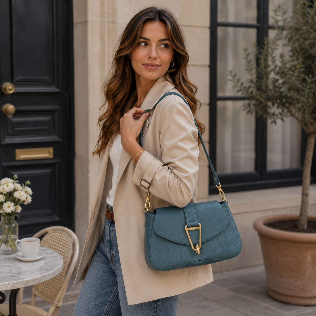 Bolso en Piel Pregato Arezzo Azul jeans