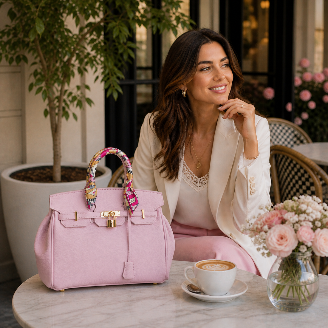 Bolso de mano Pregato Verona Rosa claro