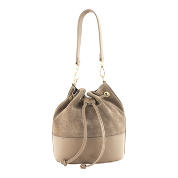 Bolso bombonera en Piel Pregato Ayra Ante Taupe