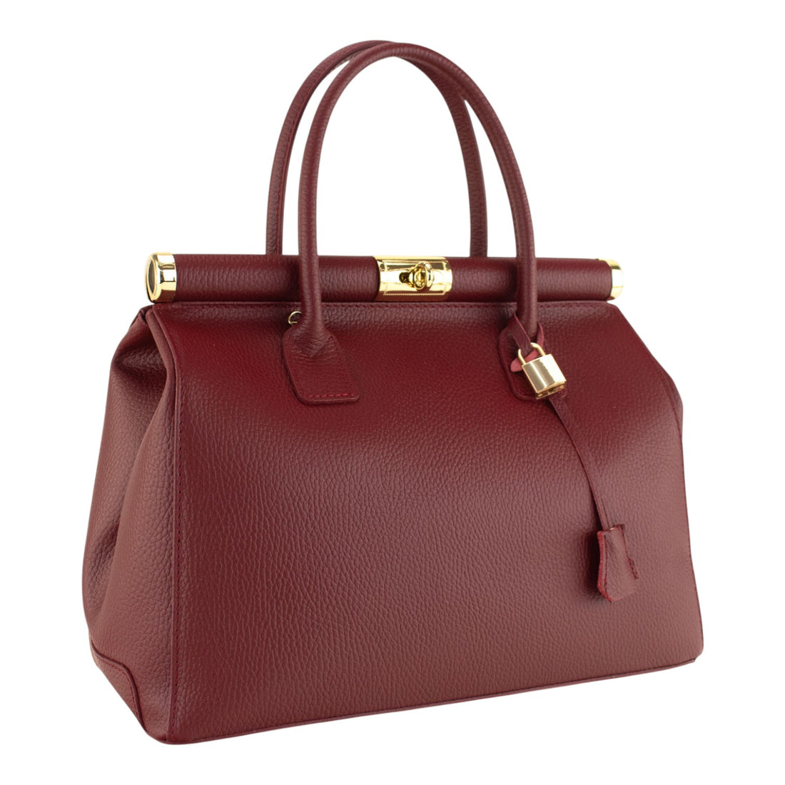 Bolso de mano en Piel Pregato Classic Rojo oscuro