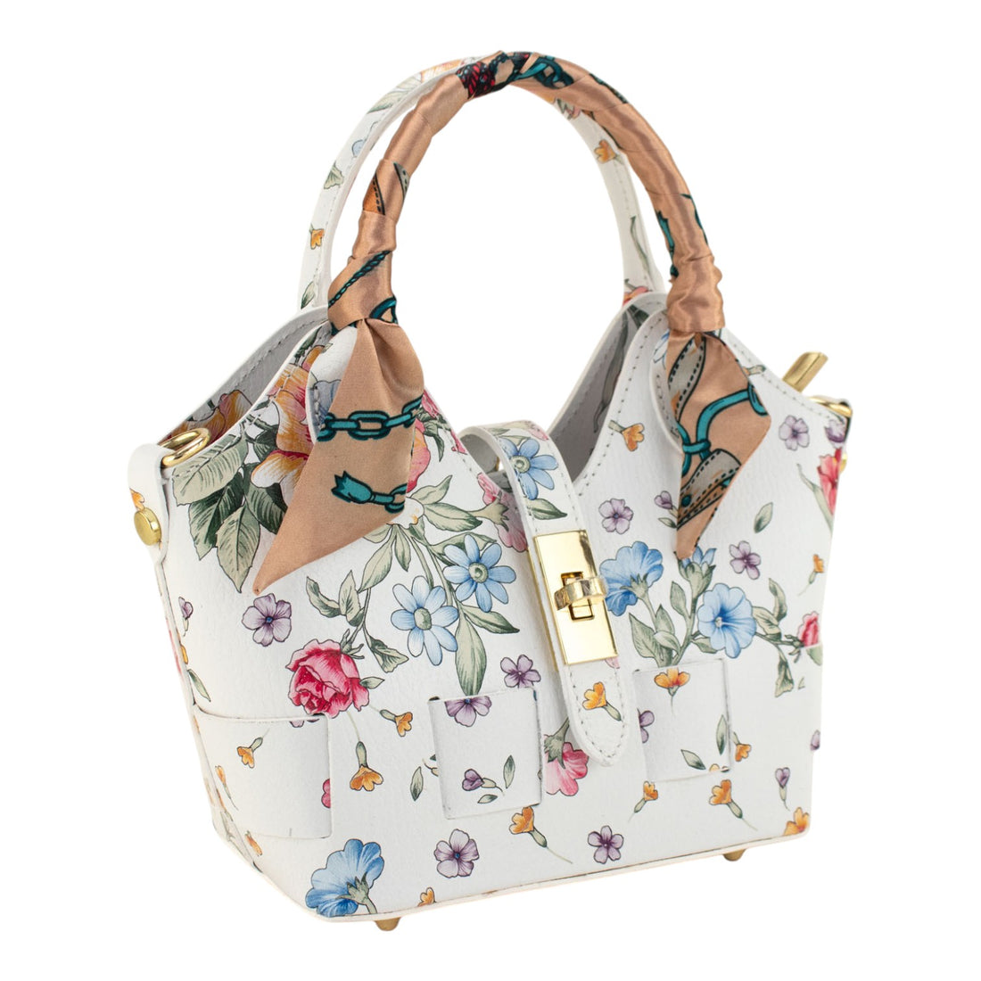 Bolso en Piel Pregato Piccolo tape Flores azules