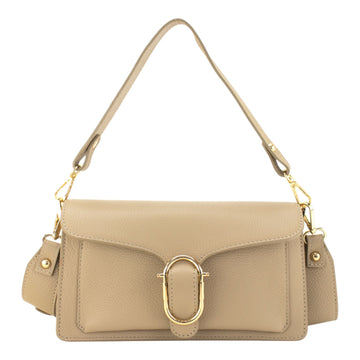 Bandolera Piel Pregato Fíbula Taupe claro