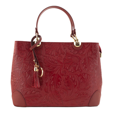 Bolso en piel Pregato Eleganza Grabado Rojo oscuro