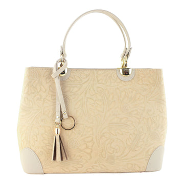 Bolso en piel Pregato Eleganza Grabado Beige