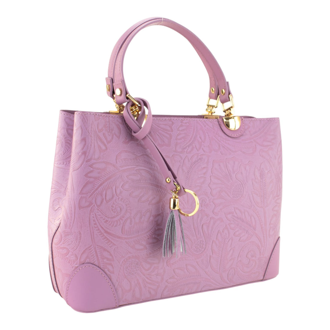 Bolso en piel Pregato Eleganza Grabado Malva