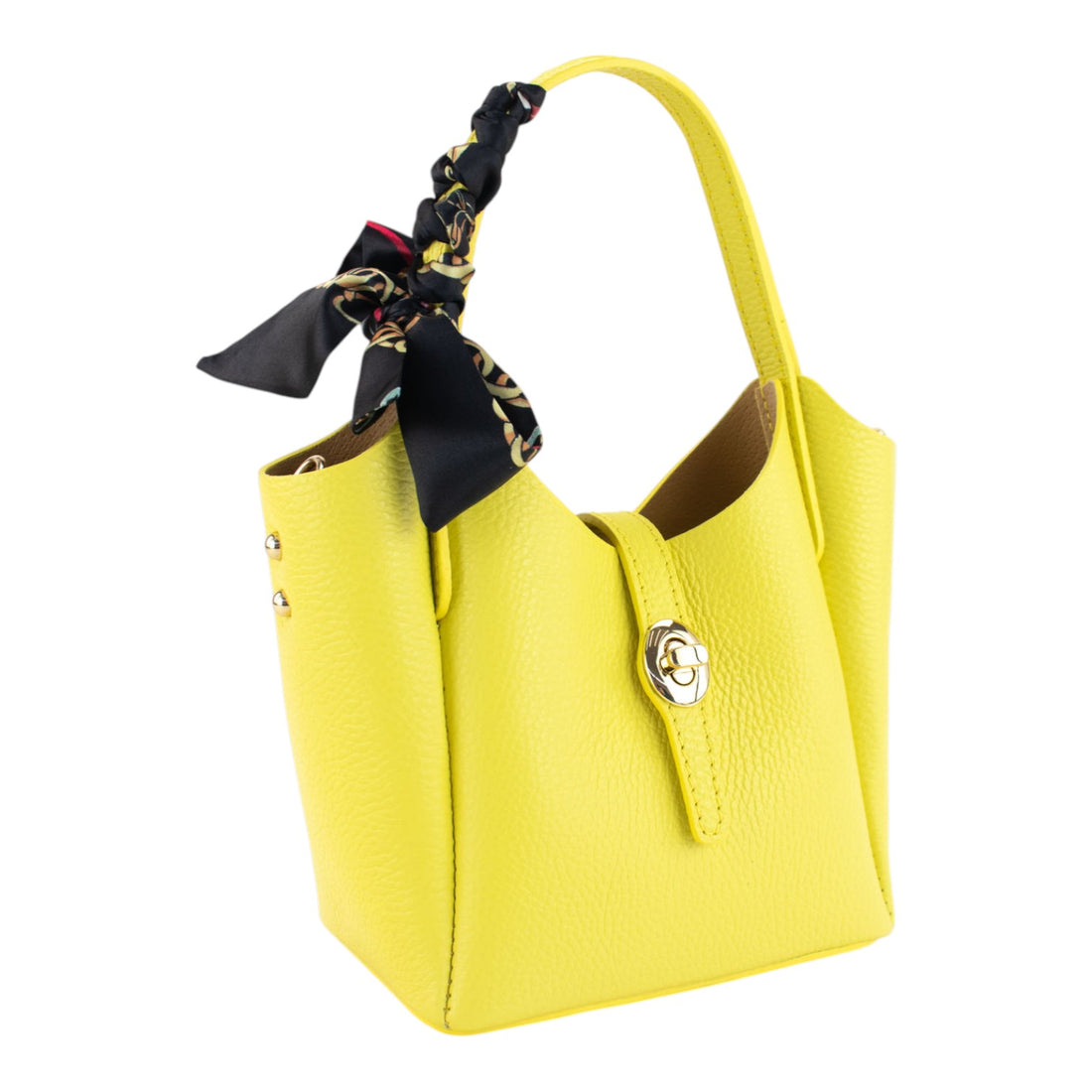 Bolso de Piel Pregato Carina Amarillo limón