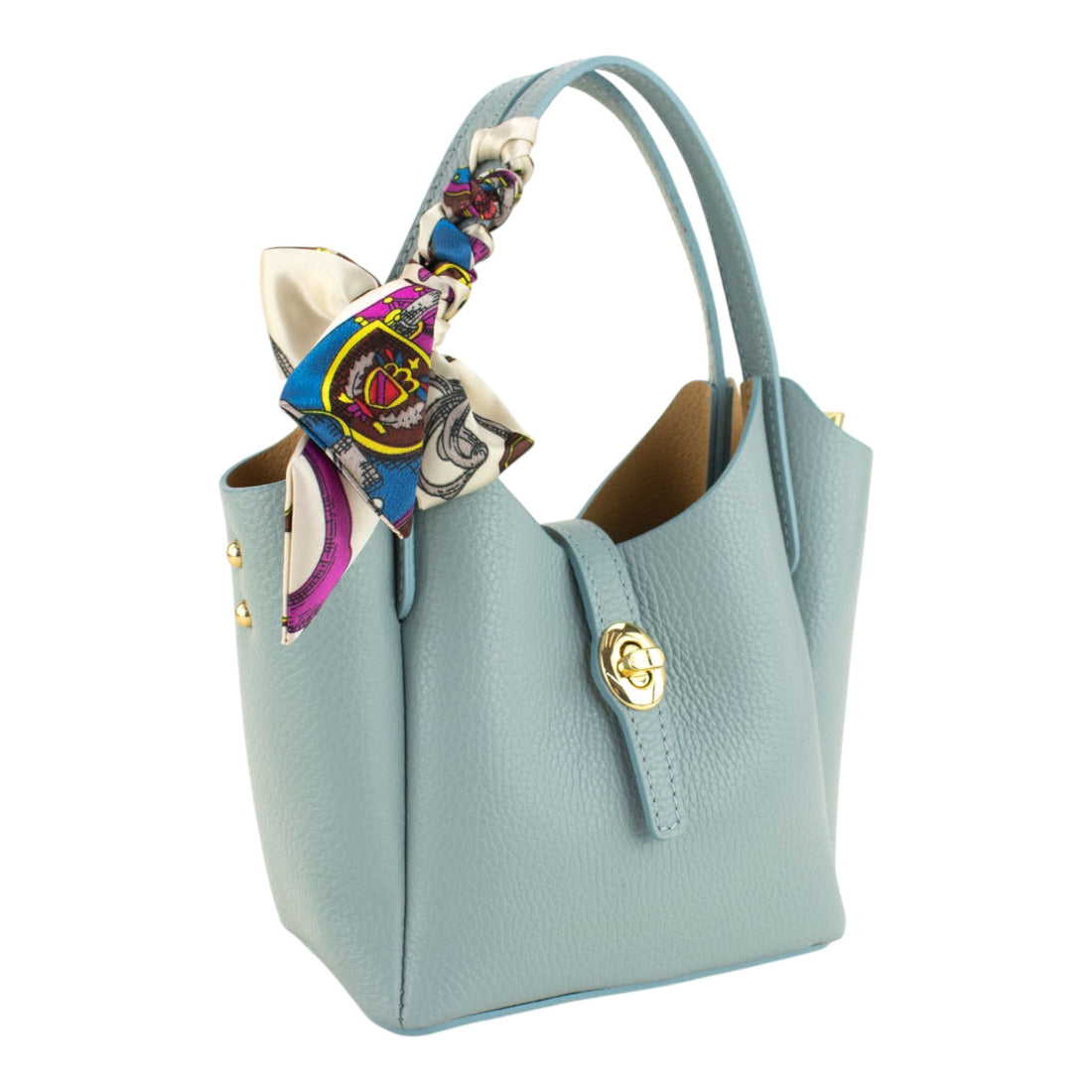 Bolso de Piel Pregato Carina Azul cielo