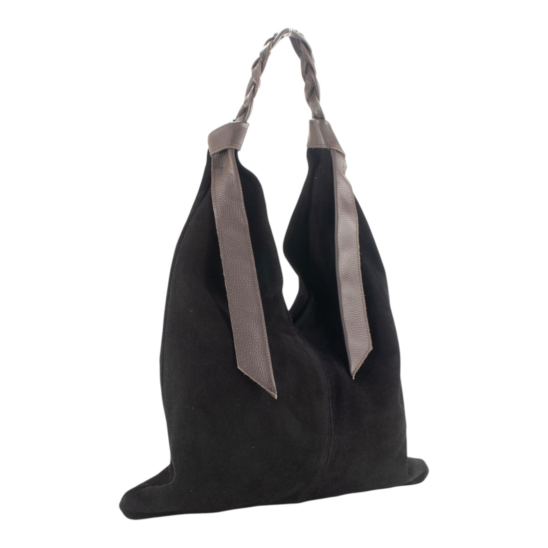 Bolso hobo en Piel Pregato Tressia Negro