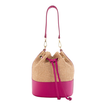 Bolso bucket en piel Pregato Zafira Fucsia