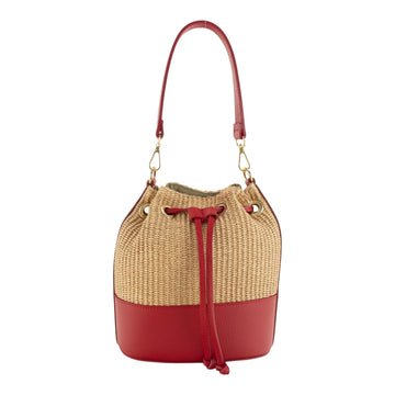 Bolso bucket en piel Pregato Zafira Rojo