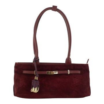 Bolso de hombro de Piel y Serraje Pregato Aurea Burdeos