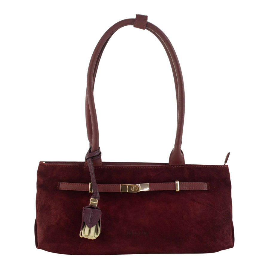 Bolso de hombro de Piel y Serraje Pregato Aurea Burdeos