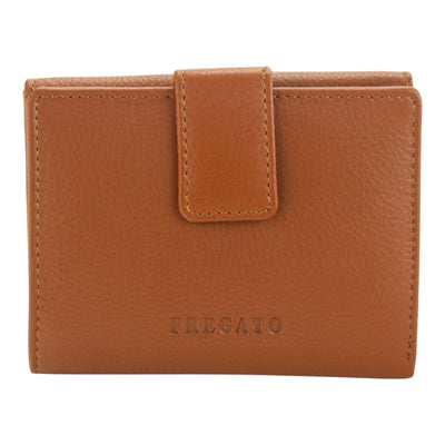 Billetero mediano de Piel Pregato Camel con Broche