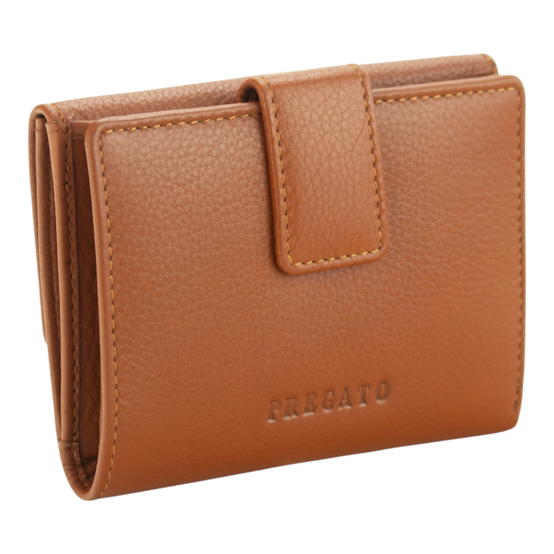 Billetero mediano de Piel Pregato Camel con Broche