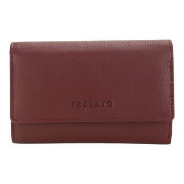 Billetero de Piel Pregato con solapa y monedero Burdeos