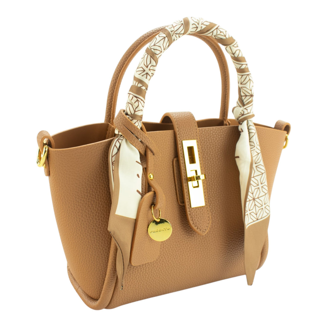 Bolso de mano de piel Pregato Vittoria Camel