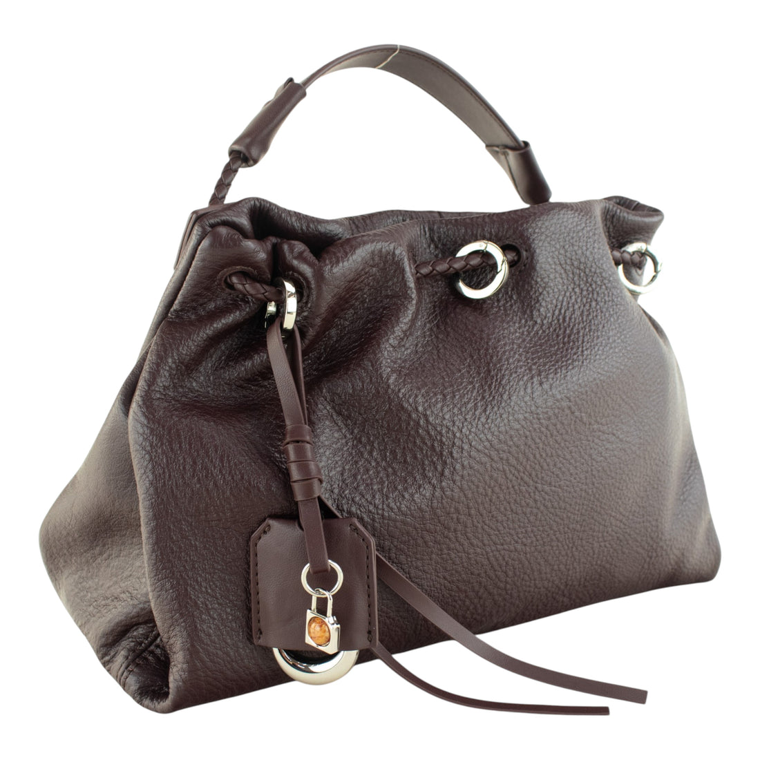 Bolso de mano de piel Pregato Fermo Burdeos oscuro