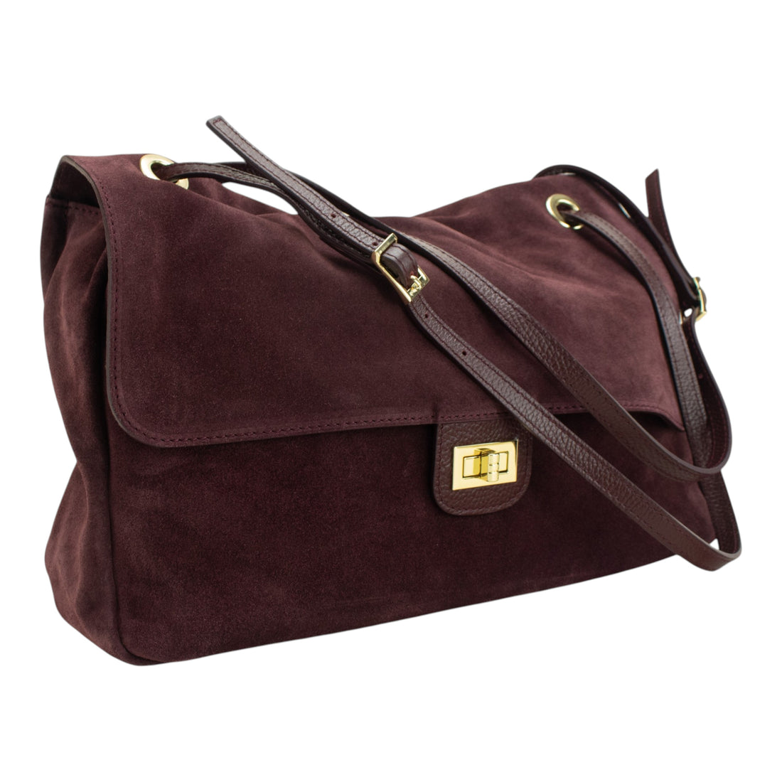 Maxi Bolso de piel Pregato Flat Bag Ravenna Ante Burdeos