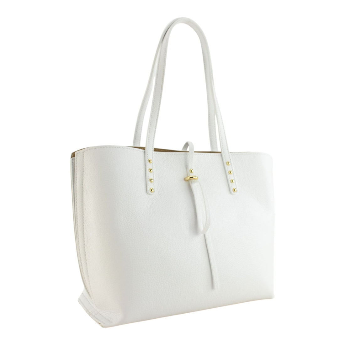 Bolso Shopper en Piel Pregato Loggia Blanco - KimondoShop