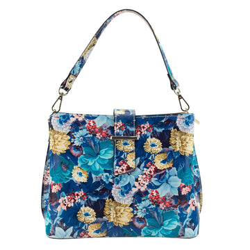 Bolso de Piel Pregato Eterea Floral Blue Blossom