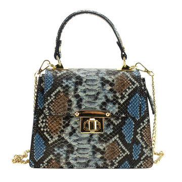 Bolso de mano Piel Pregato Gekko Azul gris