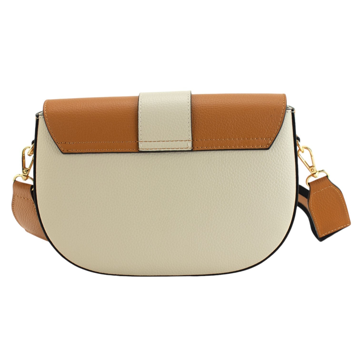 Bandolera Piel Pregato Aria Bicolor Beige Camel - KimondoShop