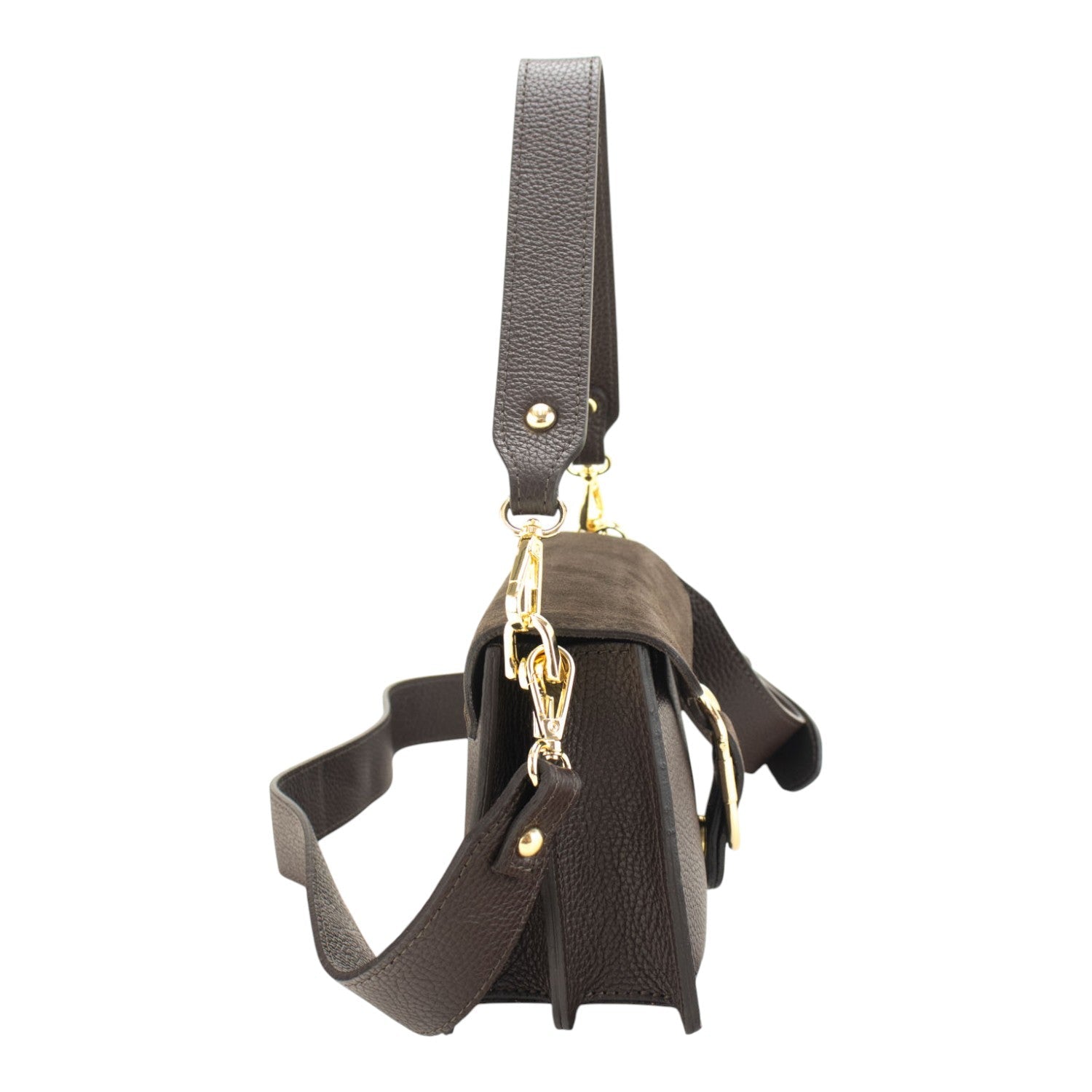 Bandolera Piel Pregato Fíbula Ante Chocolate - KimondoShop